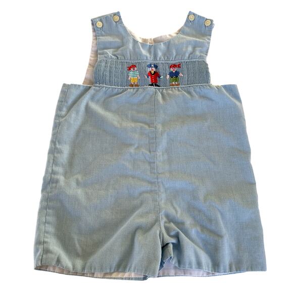 Claire & Charley Smocked Plaid Pirate Shortall - 18 Months - Picture 1 of 6